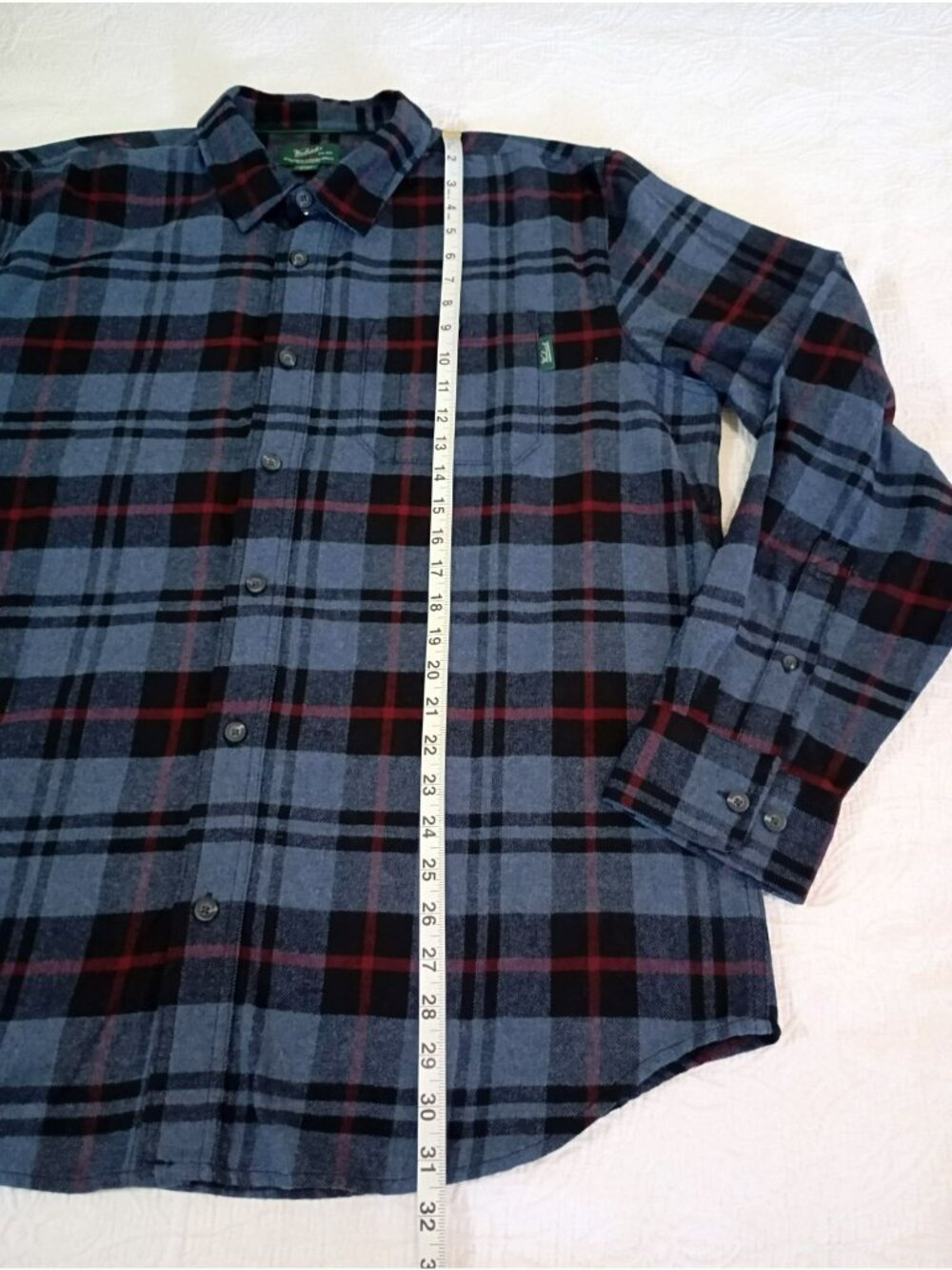 Woolrich Mens XL Blue & Red Plaid Button-Up long sleeve Shirt Cotton Blend - Picture 7 of 9